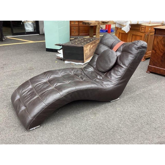 Wave-Chaise Italian Leather by Contempo Furniture For Sale - Image 11 of 11