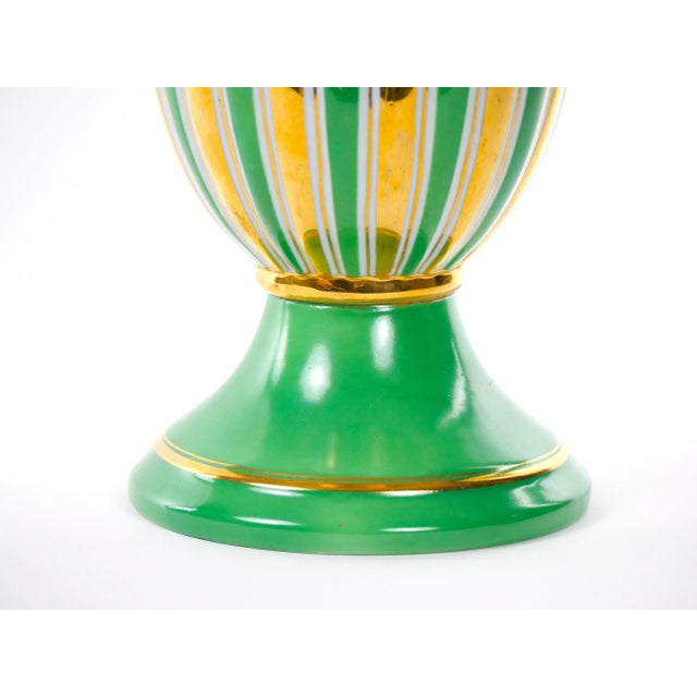 Ceramic Pair Antique Paris Porcelain Parcel Gilt and Hand Painted Vases For Sale - Image 7 of 13