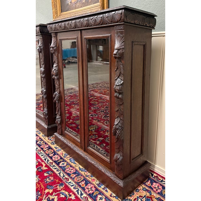 Antique French Pair of Renaissance Carved Bookcases Display Cabinets Oak c.1900 For Sale - Image 17 of 18