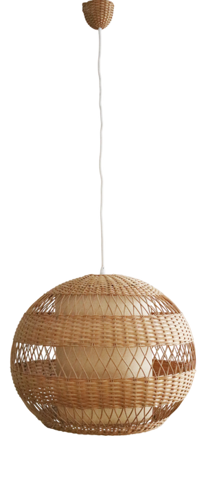 Large Mid-Century Modern Rattan Pendant Light, 1950s