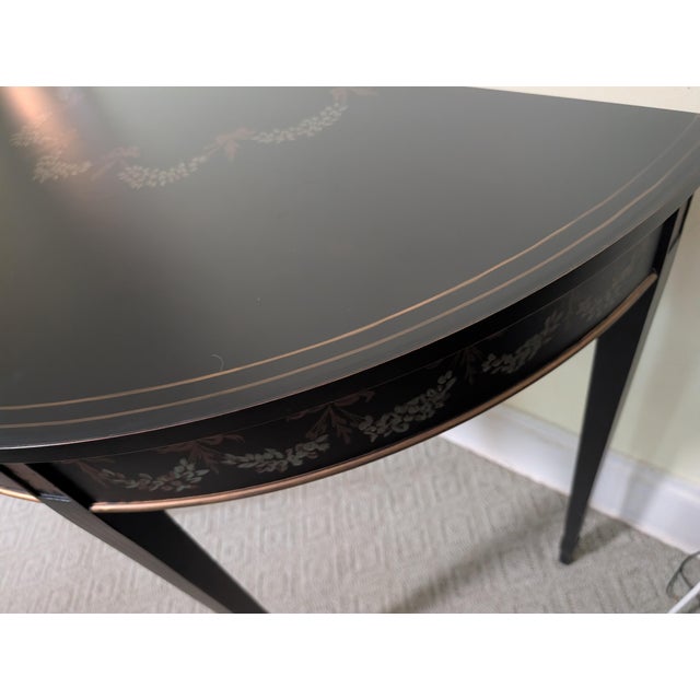 Mid 20th Century Maitland Smith Chinoiserie Style Demi Lune Console Table For Sale - Image 11 of 17