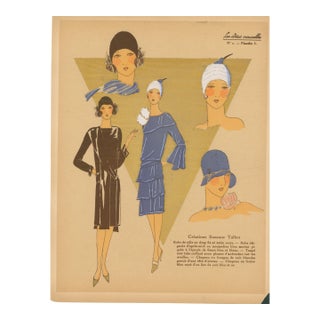 1920s Suzanne Talbot – Art Deco Fashion, Les Idées Nouvelles, No. 2, Plate 5 – Pochoir Print For Sale