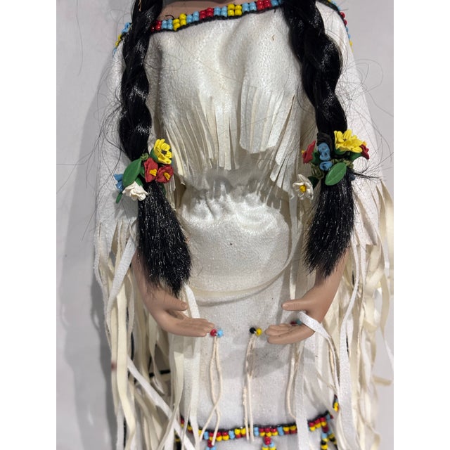 Late 20th Century Danbury Mint White Feather 'Princess of the Sioux' Porcelain Doll. For Sale - Image 4 of 9