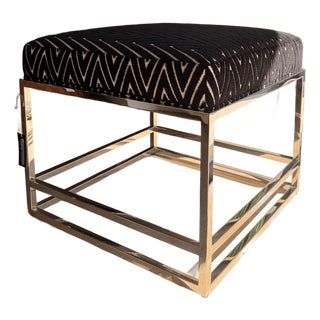 Vanguard Black & White Ottoman For Sale