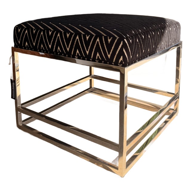 Vanguard Black & White Ottoman For Sale