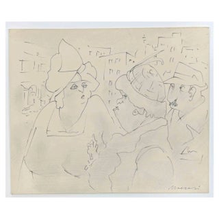 Mino Maccari, Snobby, Ink Drawing, 1945 For Sale