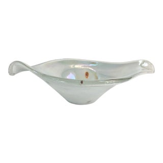 Vintage Murano Style White Tear Shaped Bowl For Sale