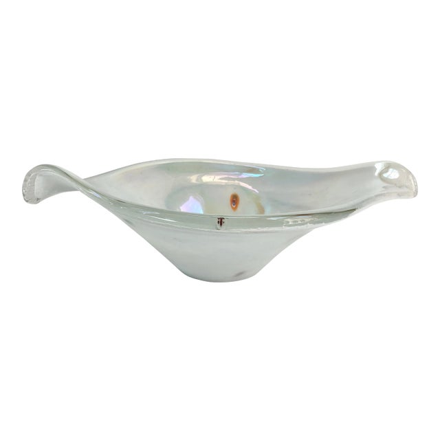 Vintage Murano Style White Tear Shaped Bowl For Sale