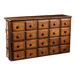 1930s Wooden Twenty Drawer Apothecary Cabinet For Sale