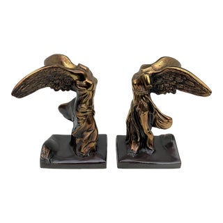 Vintage Winged Victory of Samothrace Brass Bookends- a Pair For Sale