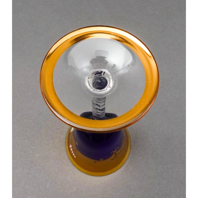 Tre Fuochi Venetian Glass Cobalt Blue 24k Gold Wine Glasses Set of 6 For Sale - Image 11 of 11