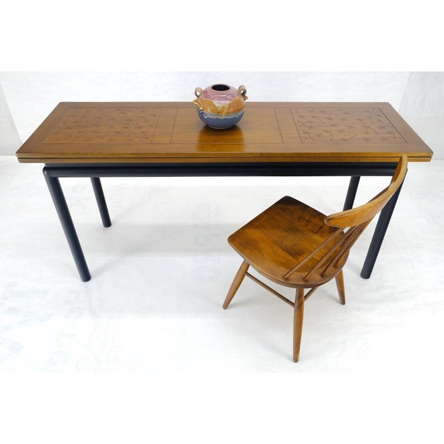 Kittinger Ebonized Base Flip Top 64” Long Console Dining Table c1960s MINT! For Sale - Image 11 of 18