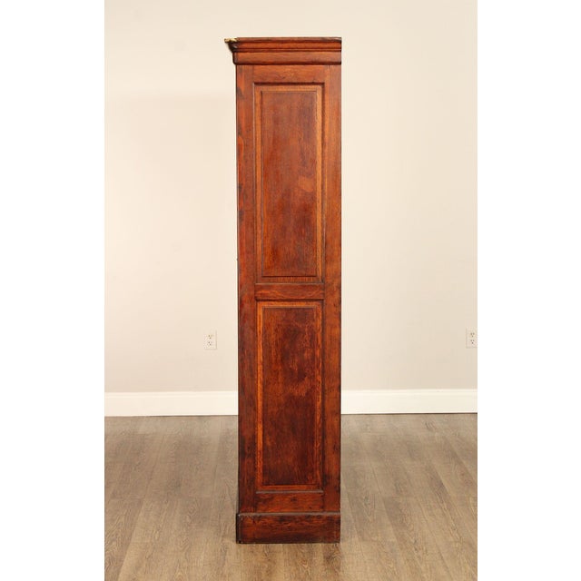 Antique Solid Oak Single Door Paneled Wardrobe For Sale - Image 12 of 18