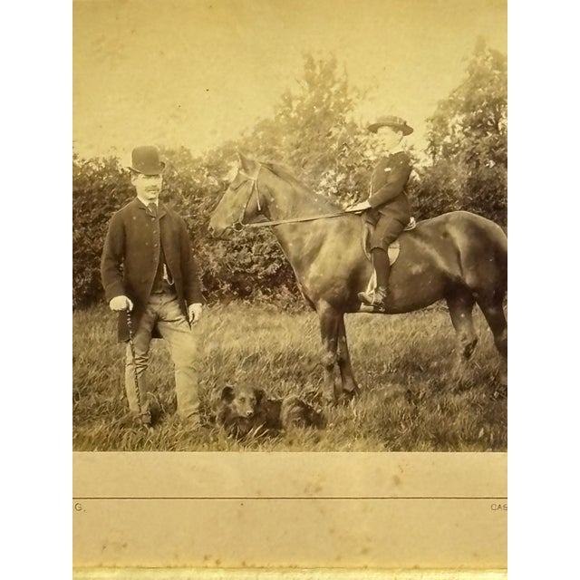 Late 19th Century Antique English Framed Photographic Portrait of Man, Horse and Boy For Sale - Image 5 of 7