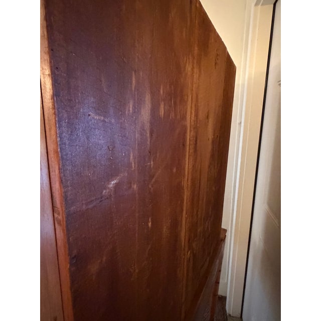 Wood Antique American Primitive Pine Two-Piece Stepback Cupboard Hutch For Sale - Image 7 of 7