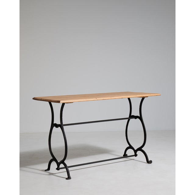 Metal Cast Iron Bistro Table on Casters, Antique, France, Early 20th Century For Sale - Image 7 of 15