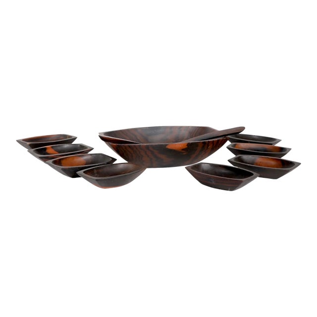 11 Pc Mid Century Cocobolo Wood Salad Set For Sale