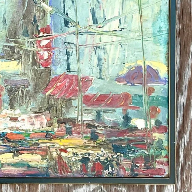 Vintage Boho Original Oil Impasto Abstract Expressionist Painting For Sale - Image 14 of 14
