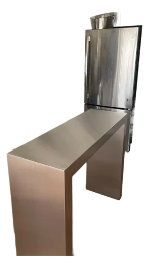 Waterfall Coffee Table in Brushed Stainless Steel, 46"x10"x23" (2" Thick) Ponoma
