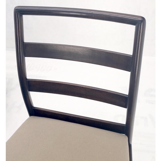 Wood Set 4 Gibbings Widdicomb Dining Chairs New Alcantera Faux Suede Upholstery MINT! For Sale - Image 7 of 13