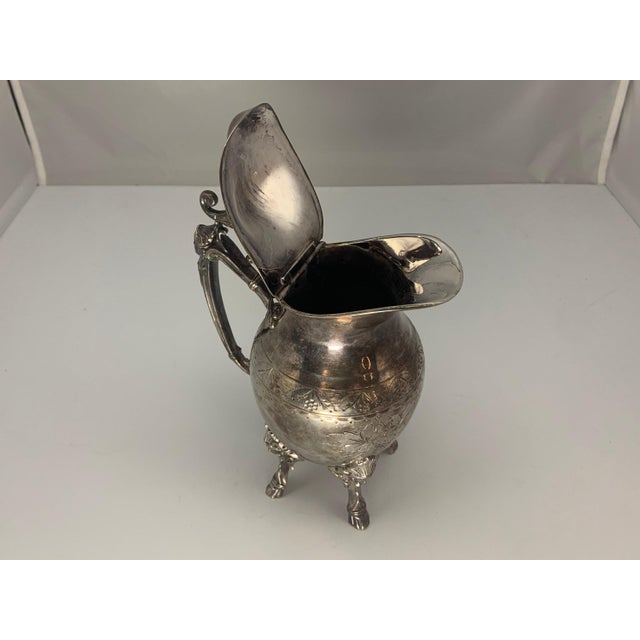 Silver 19th Century Victorian Silver Plate Creamer: Simpson Hall Miller Floral Design For Sale - Image 8 of 10