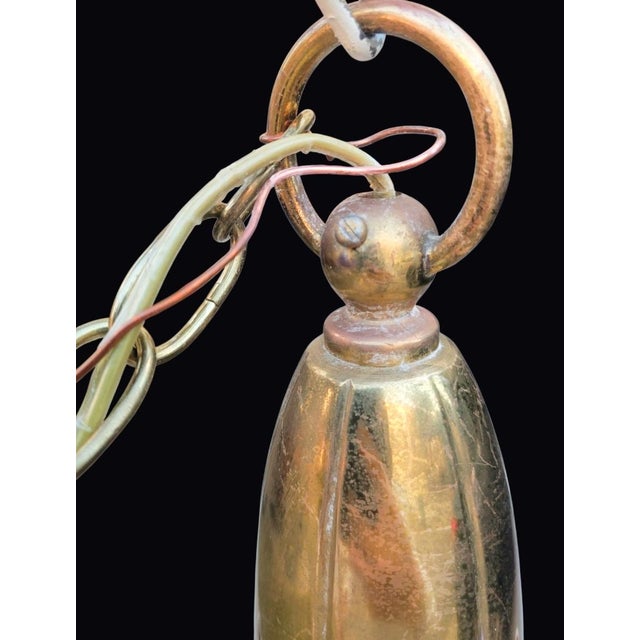 Vintage Feldman Hollywood Regency Solid Brass 3 Arm Lotus Flower Chandelier For Sale In West Palm - Image 6 of 11