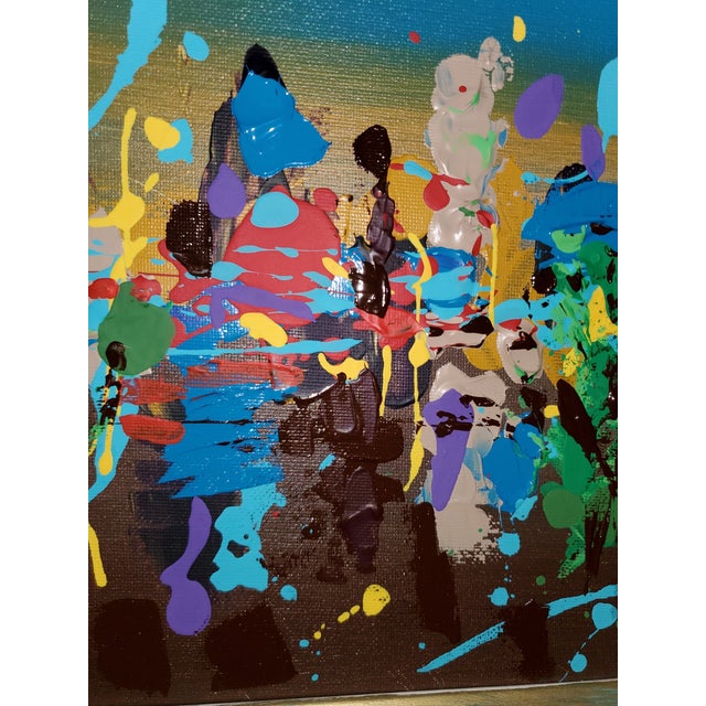 2020s "Midnight at the Oasis" Contemporary Abstract Mixed-Media Painting, Framed For Sale - Image 5 of 6