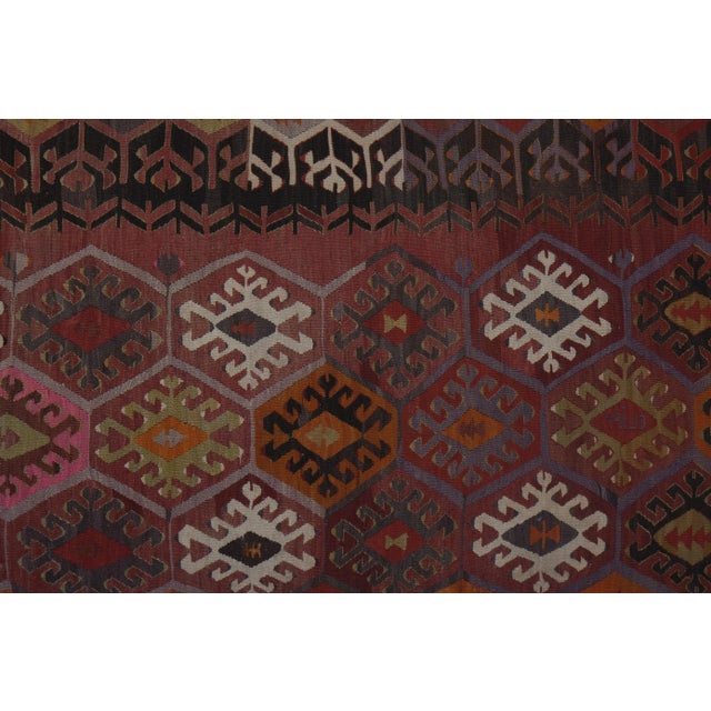 Textile 1960s Vintage Red Turkish Kilim Runner 3'9'' X 12'4'' For Sale - Image 7 of 13