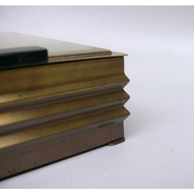 Art Deco Brass and Wood Lidded Tobacco Box, Germany, 1920s For Sale - Image 10 of 15