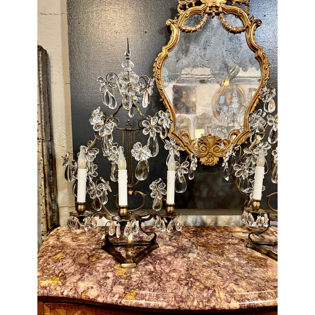 Pair Large French Bagues-Style Gilt Bronze Girandoles For Sale - Image 4 of 13