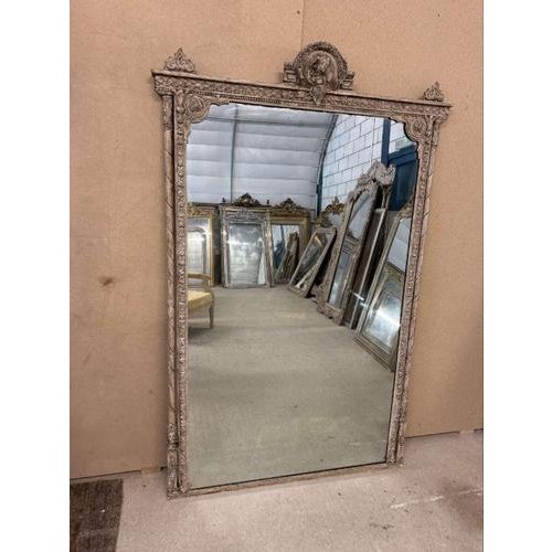 Gold Large Antique French Painted Column Framed Mirror, 1800s For Sale - Image 8 of 8