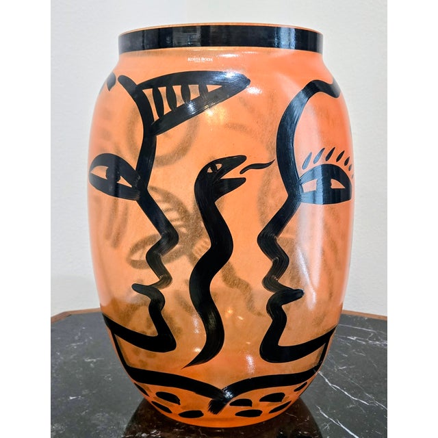 Expressive Caramba‑series art glass vase by Ulrica Hydman‑Vallien for Kosta Boda, Sweden, featuring her iconic bold black...