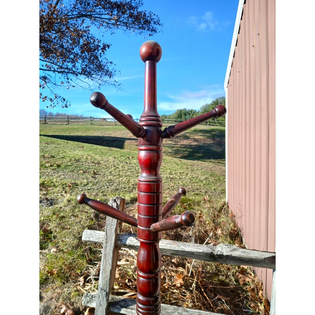 1900s Antique Hunzinger Mahogany Hat & Coat Rack Hall Tree For Sale - Image 12 of 15