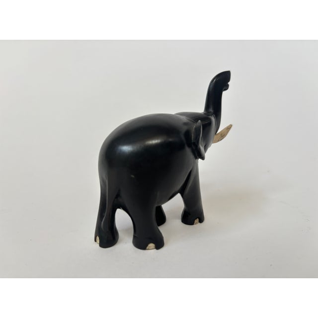 Antique Hand Carved Anglo-Indian Elephant Sculpture, Ebonized Wood For Sale - Image 4 of 14