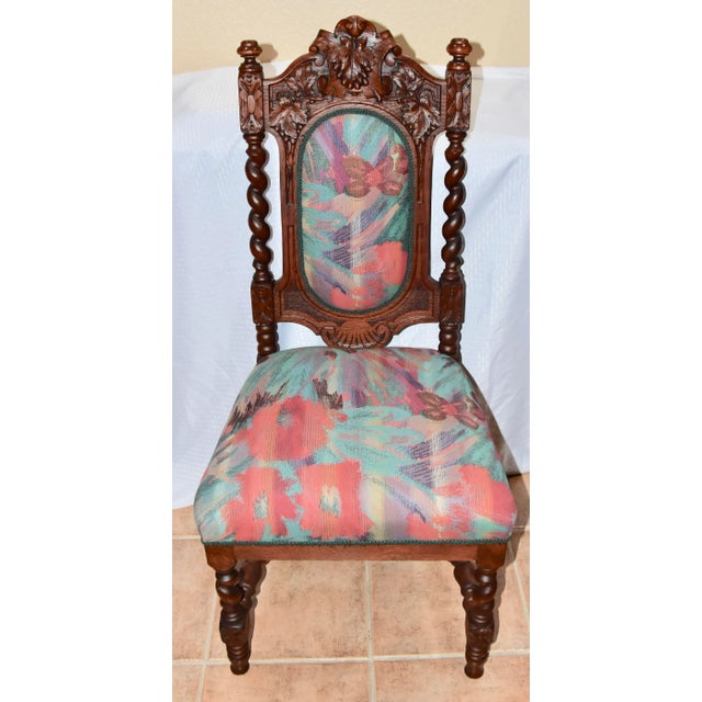 Renaissance Renaissance Barley Twist English Carved Wood Side Chair For Sale - Image 3 of 12