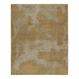 Rug & Kilim’s Distressed Style Abstract Rug in Gold For Sale