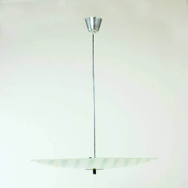 Gray Brussels Era Glass Plate Light in Yellow and Gray Stripes from Napako, 1960s For Sale - Image 8 of 9