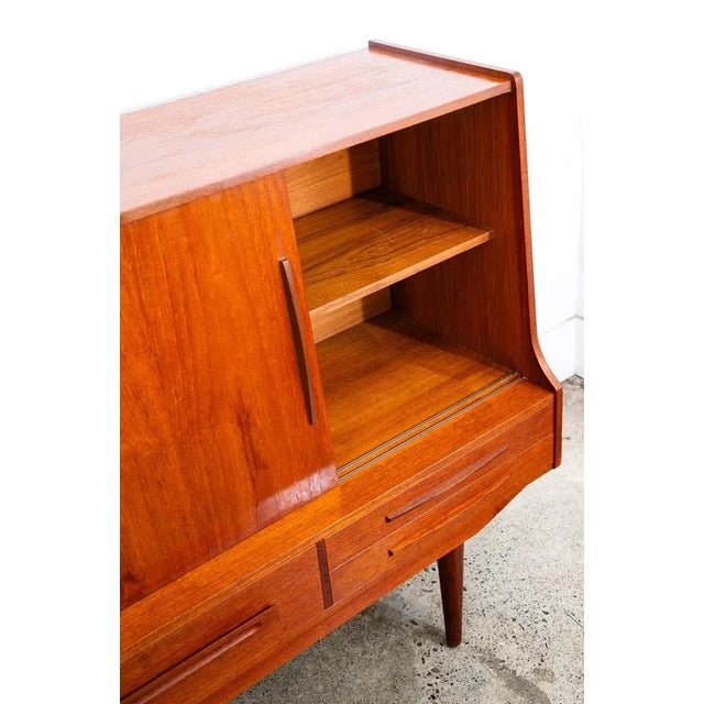 1960s Mid Century Danish Modern Credenza Highboard Teak Wood 9 Drawers Bar Denmark For Sale In Sacramento - Image 6 of 12