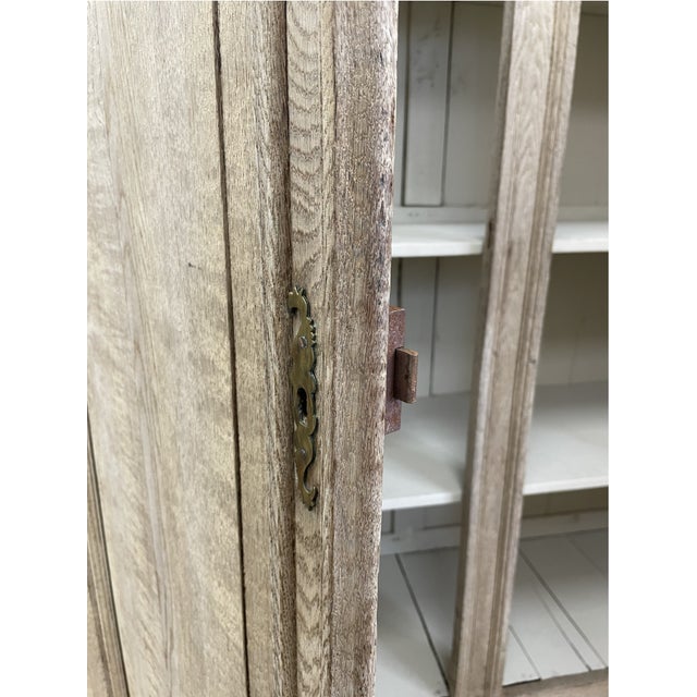 Antique French Provincial Farmhouse Weathered Wood Armoire For Sale - Image 9 of 9