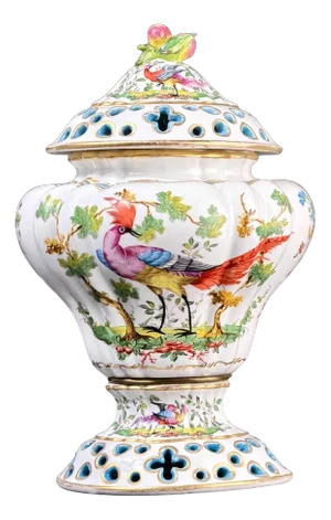 Samson Porcelain Covered Vase with Birds from Befos