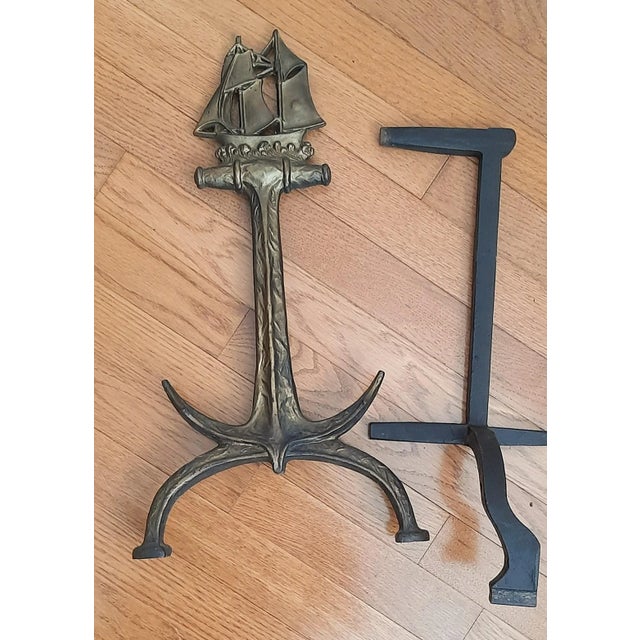 Bradley and Hubbard Ship With Anchor Cast Iron Fireplace Andirons For Sale In Fayetteville, AR - Image 6 of 11