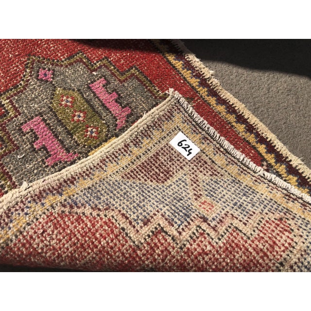 Vintage Handmade Tribal Rug- 1′7″ × 2′7″ For Sale - Image 4 of 6