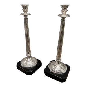 Contemporary Reeded Silver Candlesticks by the Speer Collection - a Pair