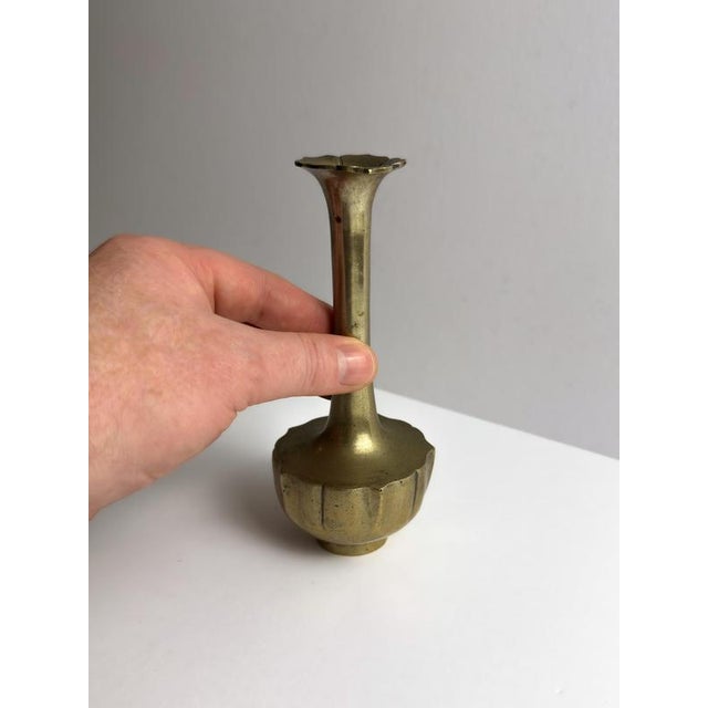 Art Nouveau Brass Solifleur Lotus Bud Vase, Central Europe, 1910s For Sale - Image 6 of 10