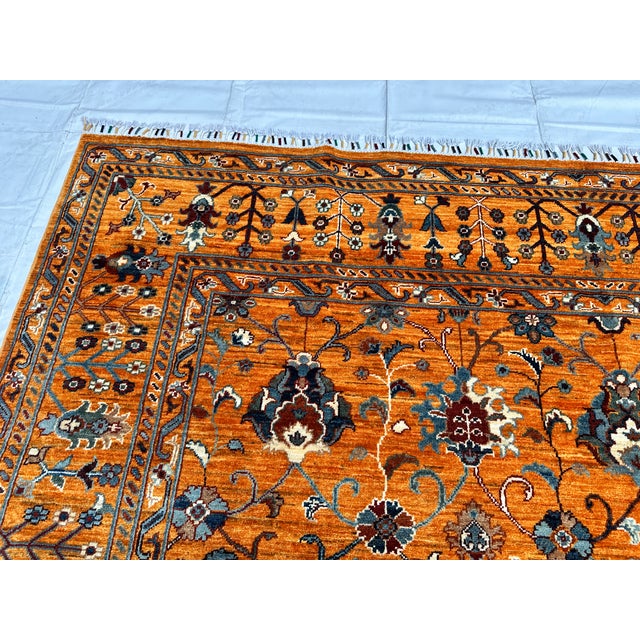 Rust Afghan Sultani Hand-Knotted Wool Rug - 9'8" X 8'1" For Sale - Image 10 of 14