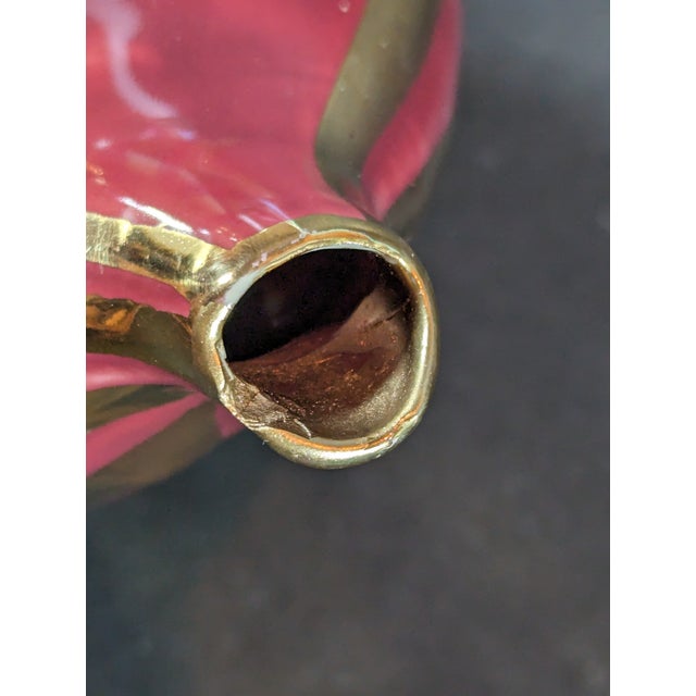 Burgundy 1950s Mid-Century Modern Arthur Wood Striped Aladdin Tea Pot, England For Sale - Image 8 of 9