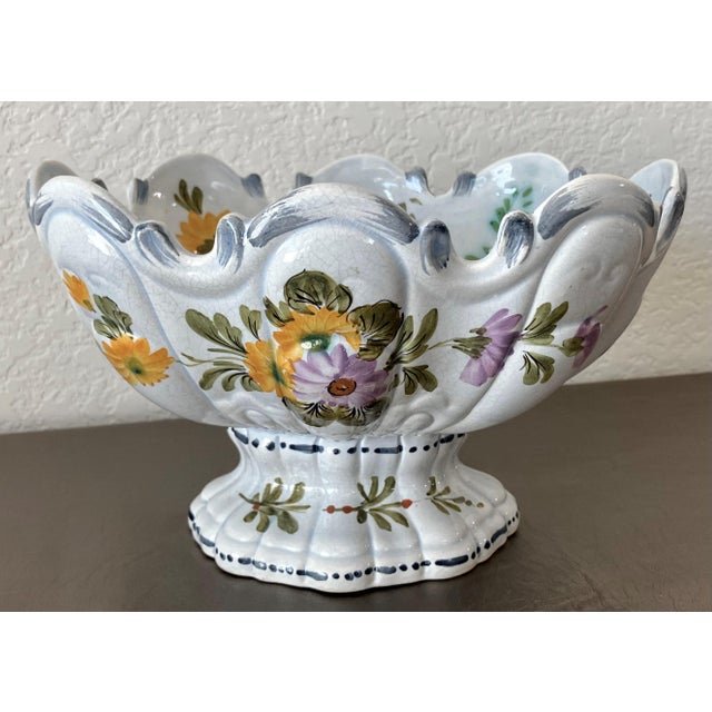 Mid 20th Century Mid 20th-Century Monteith-Style Earthenware Crenellated Rim Footed Compote For Sale - Image 5 of 18