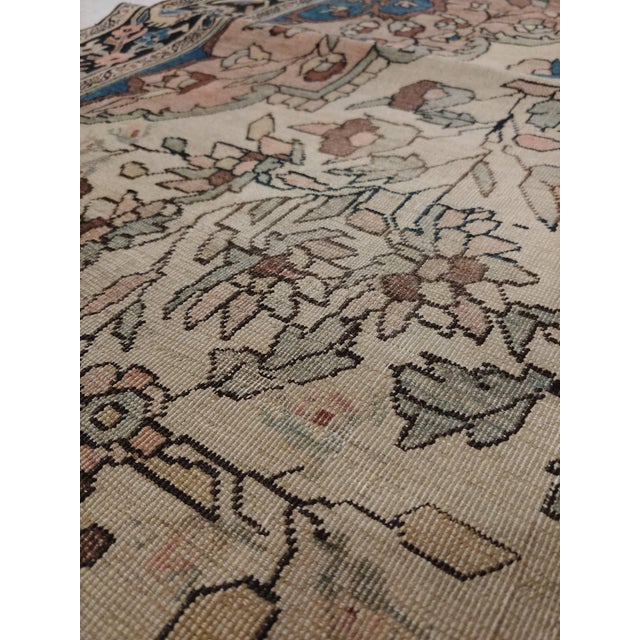 Antique Farahan Sarouk Rug, Handmade Oriental Rug, Ivory, Lt Blue Navy Very Fine For Sale - Image 11 of 18