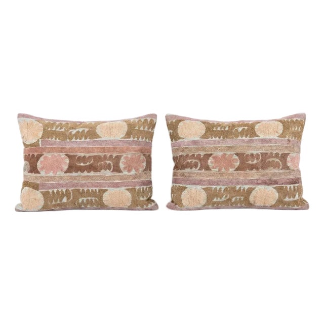Garden Floral Suzani Pillow Cover 21'' X 25'' - Set of Two For Sale