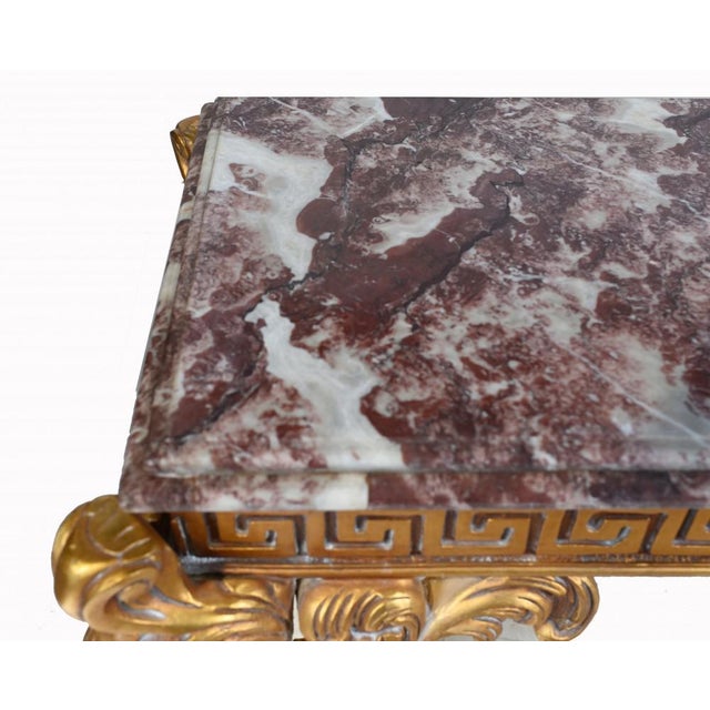 Baroque Italian Gilt Console Table in Breccia Marble For Sale - Image 6 of 11